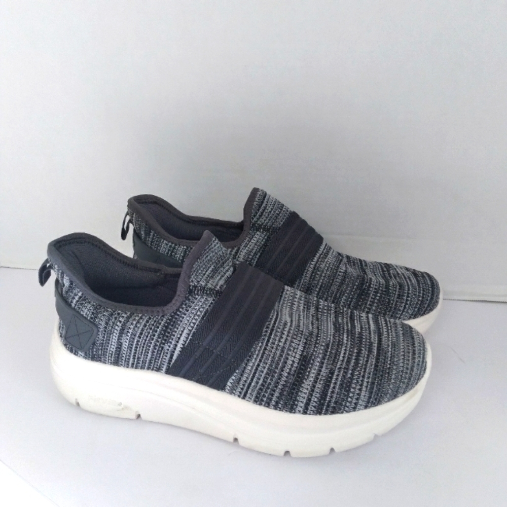 Slip On Sneakers Gray Knit Comfort Walking Shoes